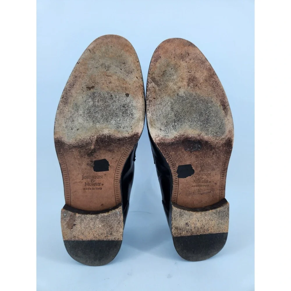Johnston‎ & Murphy Cellini Tassel Loafers Mens 10.5 M Black Leather Croc Italy